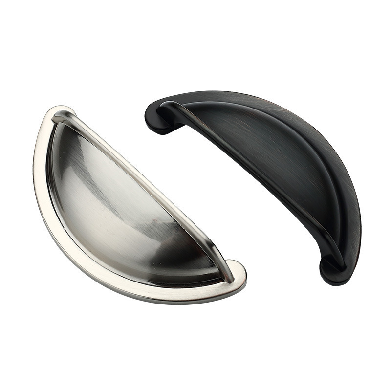 Decorative 64mm Black Furniture Drawer Pull Classical Shell Shaped Cup Pull Handle Cabinet Handle Pulls