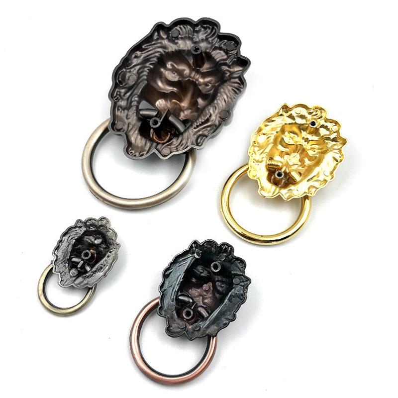 Wholesale Luxurious Antique Furniture Hardware Lion Head Door Handle Knobs Pulls Knocker Vintage Pull Ring Zinc Alloy Gold