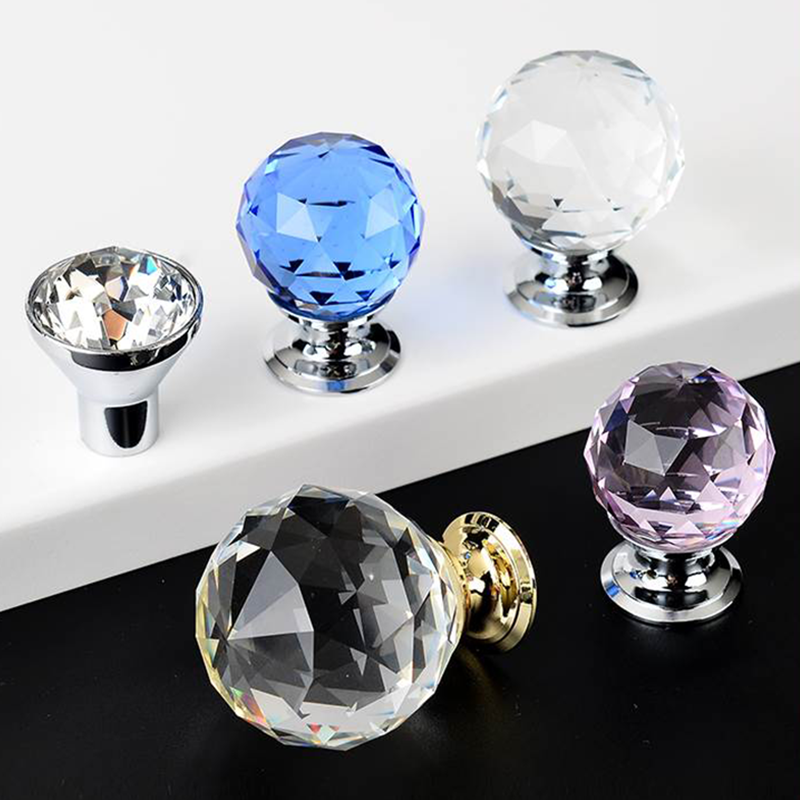 Door 30mm Drawer Kitchen Handles Small Cabinet Diamond Pulls Crystal Knob Handles For Furniture Cabinet Knobs And Handles