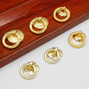 Vintage Ring Handle European Antique Gold Cabinet Door Knocker Wardrobe Drawer Jewelry Box Small Knobs and Pulls