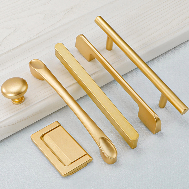 Luxury Bright Gold Kitchen Cabinet Door Handles Zinc Alloy Drawer Pulls Wardrobe Handle