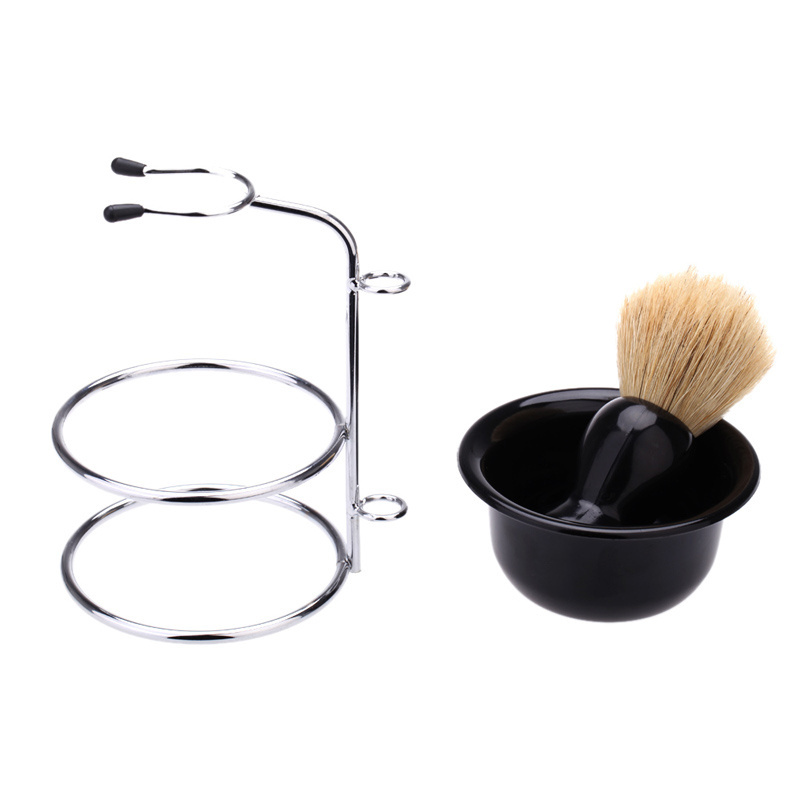 Luxury Father's Day Gifts Personalized  Pro 4 In 1 Shaving Brush Set with Stainless Steel Shaving Razor  Brush Stand and Bowl