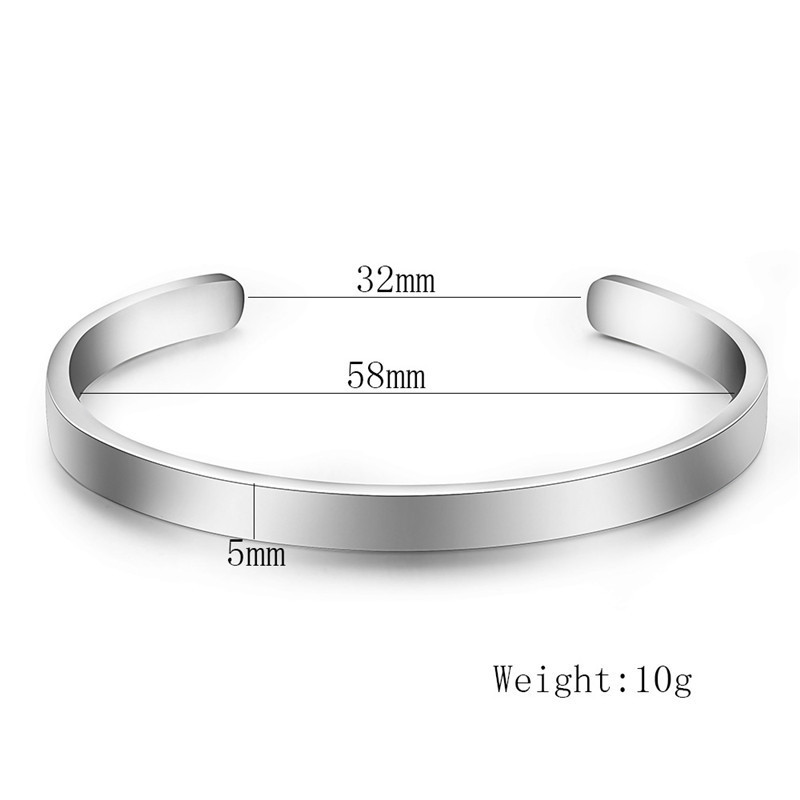 Open Cuff Bangles Bracelet for Men Women Fashion Jewelry Titanium Stainless Steel Silver Color Silver Plated Rose GOLD Color