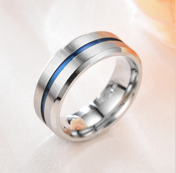 8MM stainless steel Black Ring For Men Wedding Bands Trendy Rainbow Groove Rings gift ring