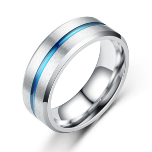 8MM stainless steel Black Ring For Men Wedding Bands Trendy Rainbow Groove Rings gift ring