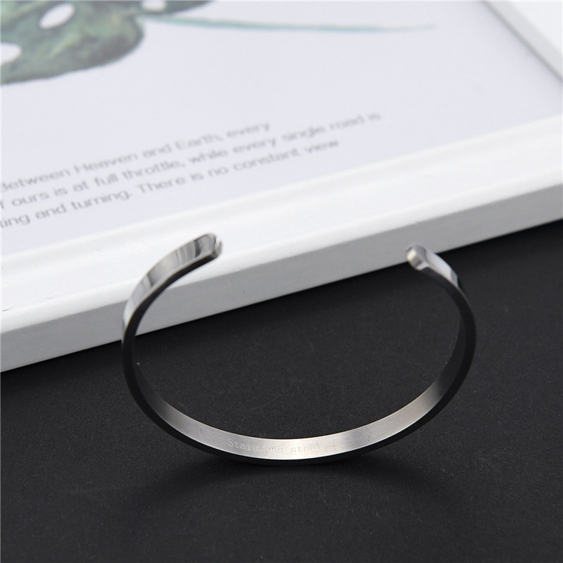 Open Cuff Bangles Bracelet for Men Women Fashion Jewelry Titanium Stainless Steel Silver Color Silver Plated Rose GOLD Color