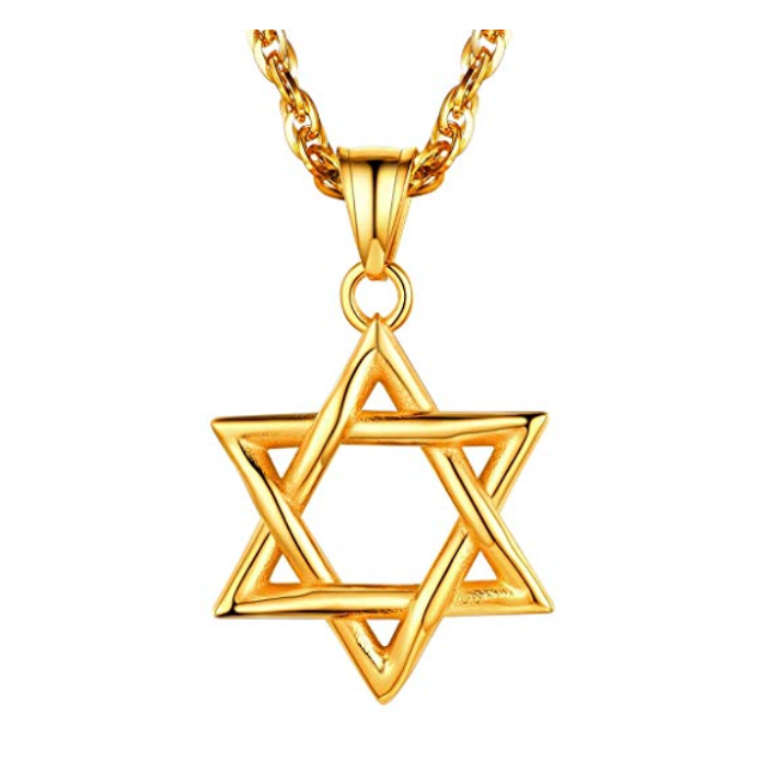 Men Women Jewish Jewelry Megan Star of David Pendant Necklace 18K Gold Israel Necklace