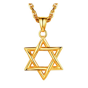 Men Women Jewish Jewelry Megan Star of David Pendant Necklace 18K Gold Israel Necklace