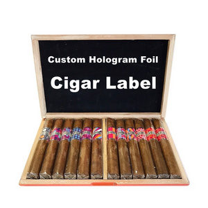 Holographic Label Cigar Gold Foil Hologram Stamping Cigar Band Green Sticker Cigar Ring Printing