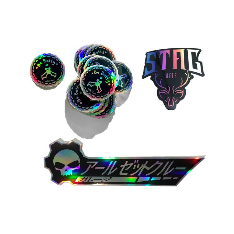 Waterproof Die Cut Sticker Holographic Sticker Logo Custom Bumper Skateboard Reflective Stickers