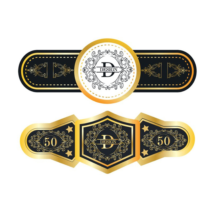 Holographic Label Cigar Gold Foil Hologram Stamping Cigar Band Green Sticker Cigar Ring Printing