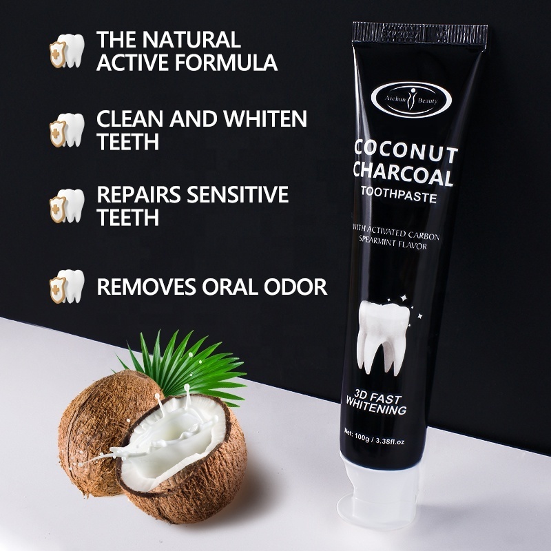 Aichun Beauty Customized Natural Active Teeth Whitening Coconut Black Bamboo Charcoal Toothpaste