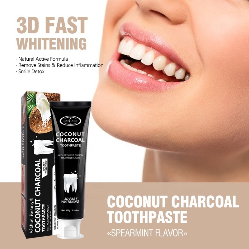 Aichun Beauty Customized Natural Active Teeth Whitening Coconut Black Bamboo Charcoal Toothpaste