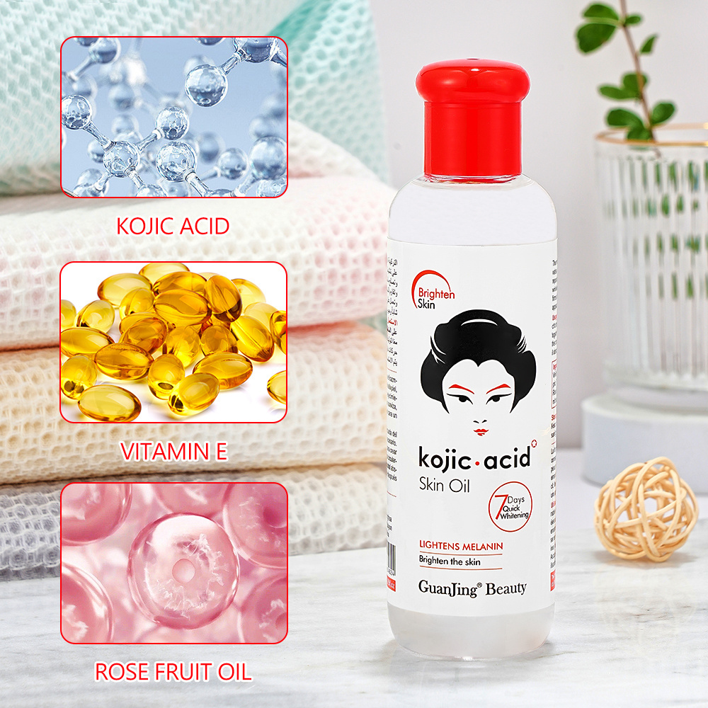 Guanjing Kojic Acid Whitening Skin Oil Products Brighten Smooth Tight Lightens Melanin the Skin Rose Fruits Essential Oil