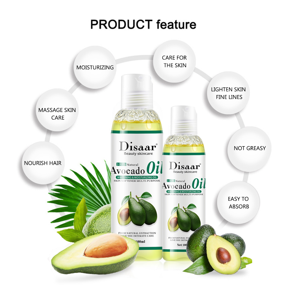 Disaar 100% Pure Skin Care Oil Moisturizing Whitening Pure Natural Avocado Body Oil Massage Essential Oil for SPA Body Care