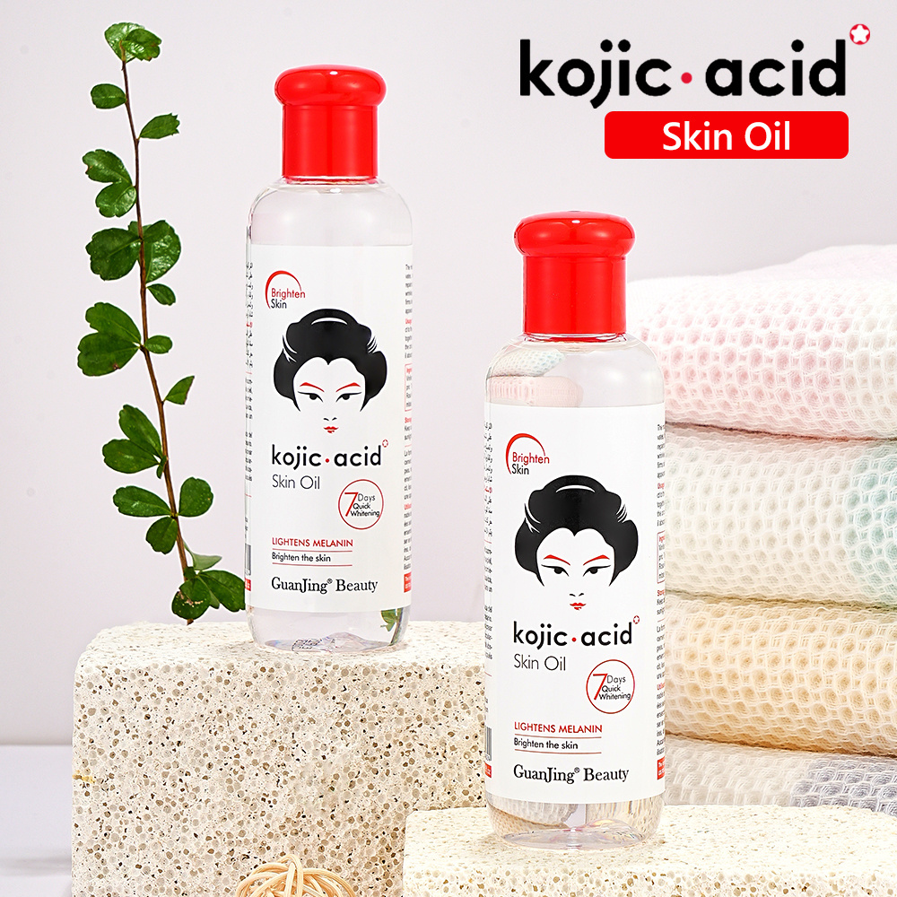 Guanjing Kojic Acid Whitening Skin Oil Products Brighten Smooth Tight Lightens Melanin the Skin Rose Fruits Essential Oil