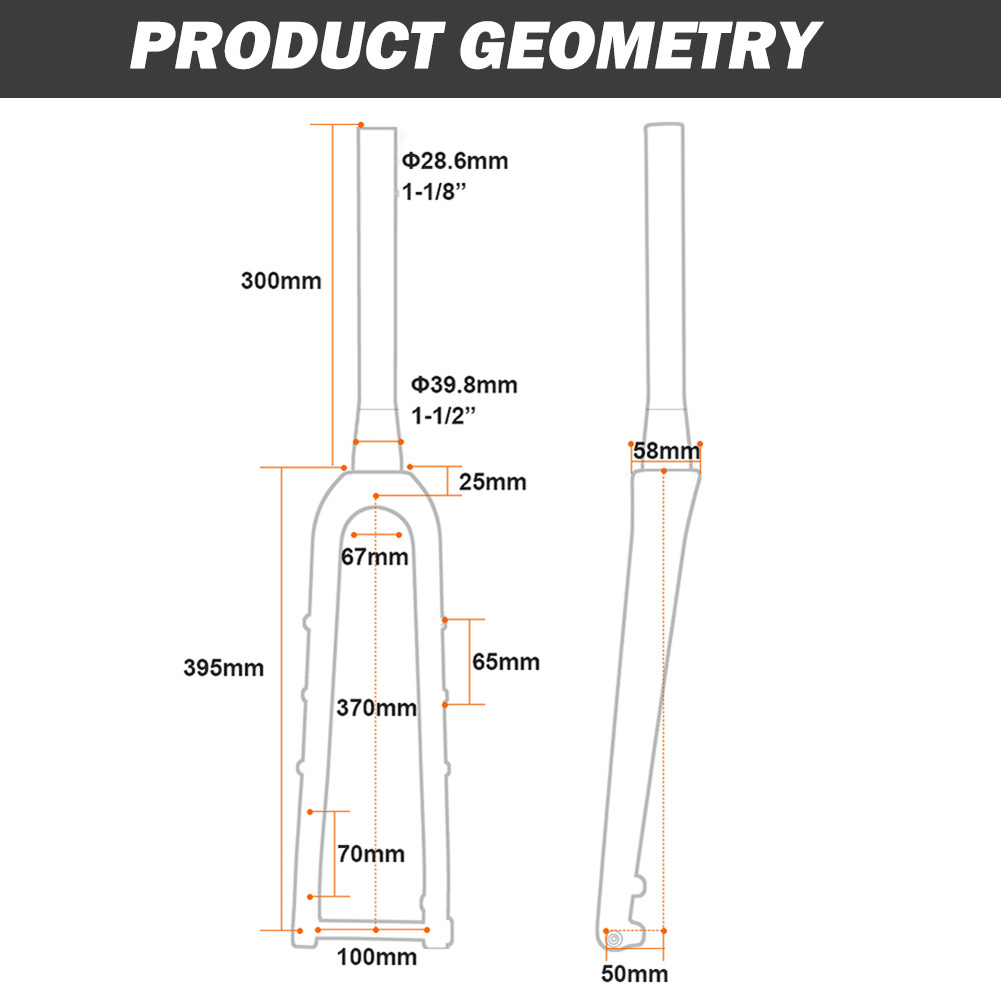 Free Shipping 700x45C Disc Tapered Cyclocross Bicycle Fork T1000 Carbon Gravel Bike Fork