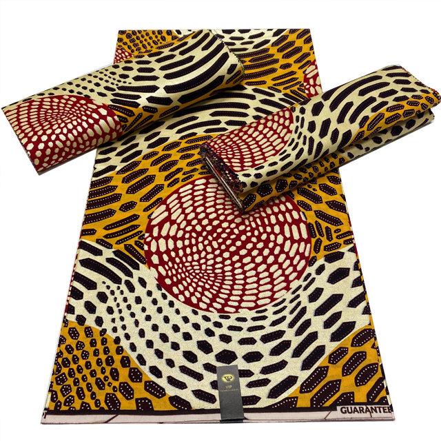 Wholesale African Fabrics Golden Wax 100% Cotton Prints Textile Jacquard Weave Design For Women Colth 6 Yards