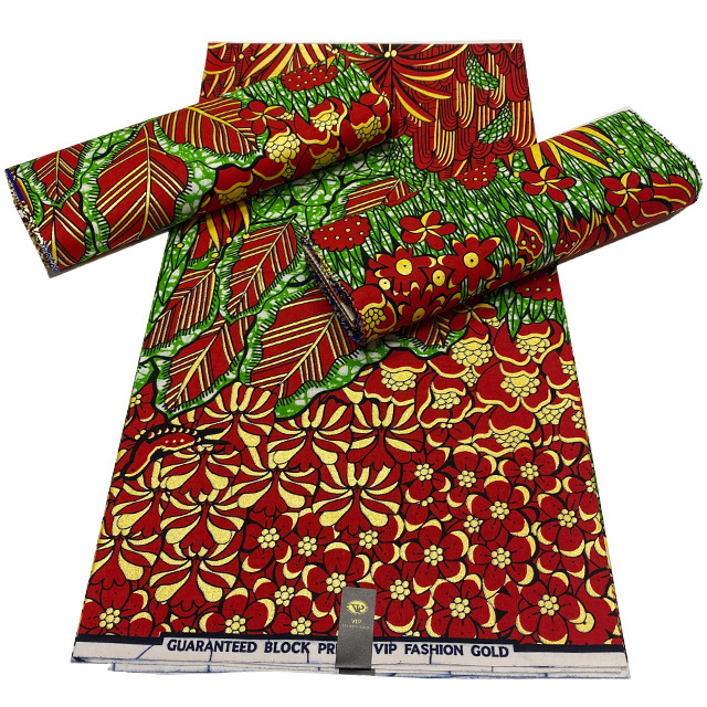 Wholesale African Fabrics Golden Wax 100% Cotton Prints Textile Jacquard Weave Design For Women Colth 6 Yards