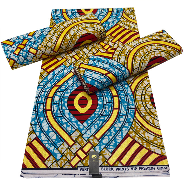 Wholesale African Fabrics Golden Wax 100% Cotton Prints Textile Jacquard Weave Design For Women Colth 6 Yards