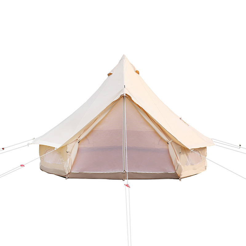 New Design 3M 4M 5M 6M 7M Outdoor Glamping Cotton Yurt Teepee Tent 4 Season Two Door Canvas Bell Tent For Sale