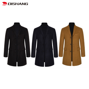 Men Winter Wool Coat Men's New High Quality Solid Color Woolen Pea Coat Male Trench Coat Casual Overcoat