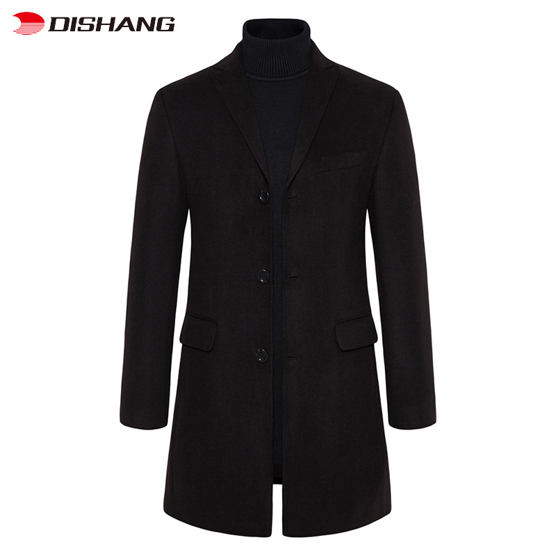 Men Winter Wool Coat Men's New High Quality Solid Color Woolen Pea Coat Male Trench Coat Casual Overcoat