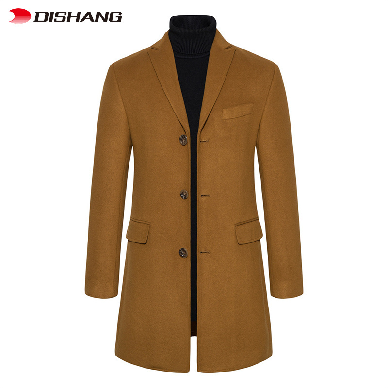 Men Winter Wool Coat Men's New High Quality Solid Color Woolen Pea Coat Male Trench Coat Casual Overcoat