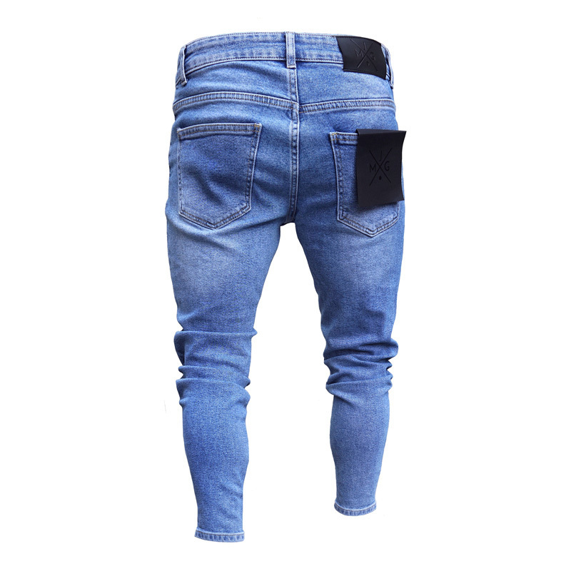 Mens Stacked Jeans Ripped Skinny Hole Distressed Patched Fashion Denim Pants in Bulk