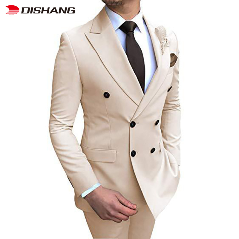 Wholesale High-quality Office Suit for Men Double Breasted Suiting Fabric Three-piece