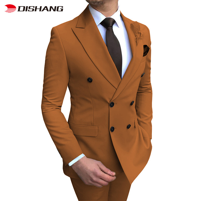 Wholesale High-quality Office Suit for Men Double Breasted Suiting Fabric Three-piece