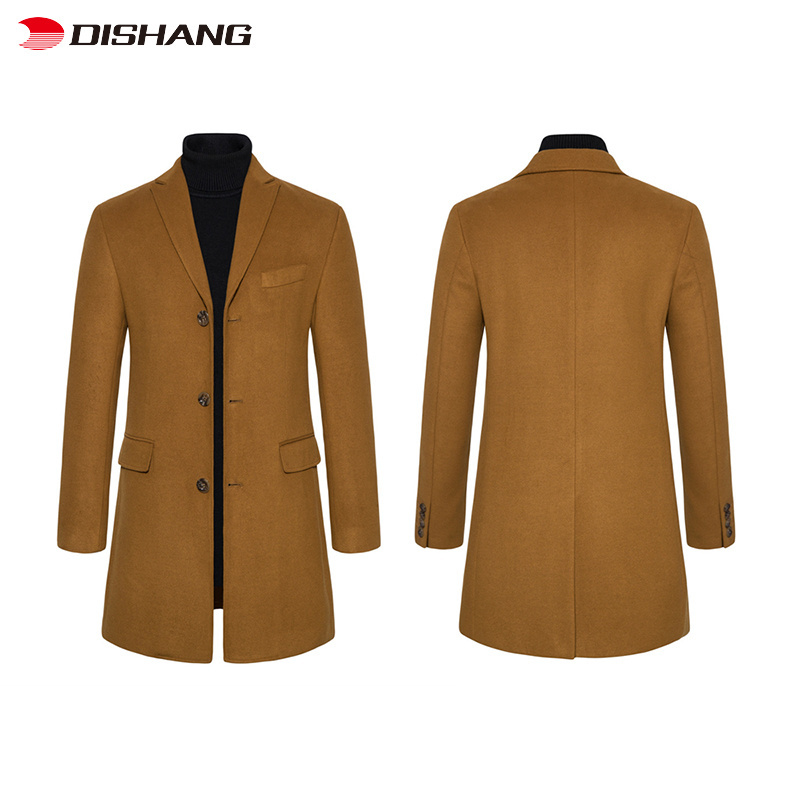 Men Winter Wool Coat Men's New High Quality Solid Color Woolen Pea Coat Male Trench Coat Casual Overcoat