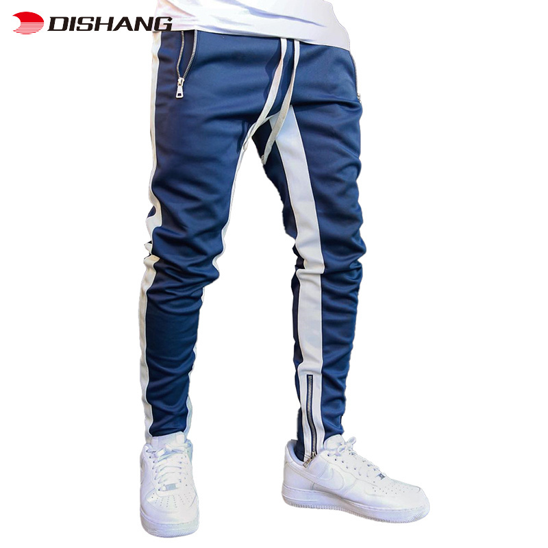 2022 Mens Elastic Waist Sports Pants Striped Gym Fitness Pants Bodybuilding Sports Pants Men's Trousers