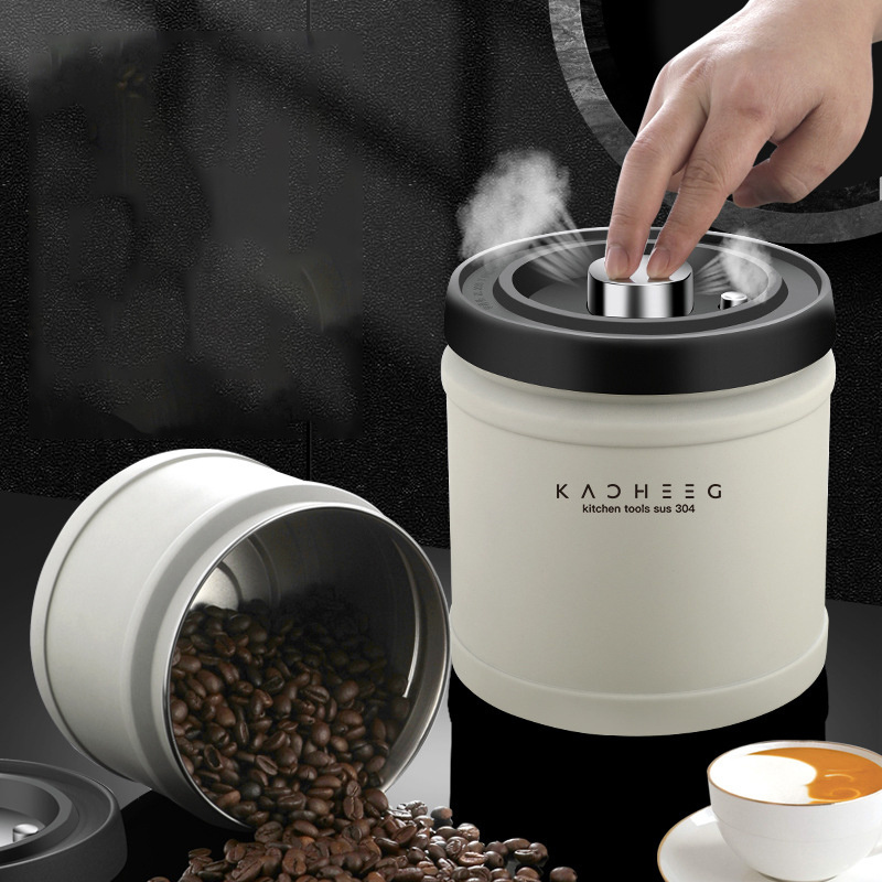 Sealing jar press vacuum coffee bean fresh-keeping tea jar moisture-proof 304 stainless steel airtight canister