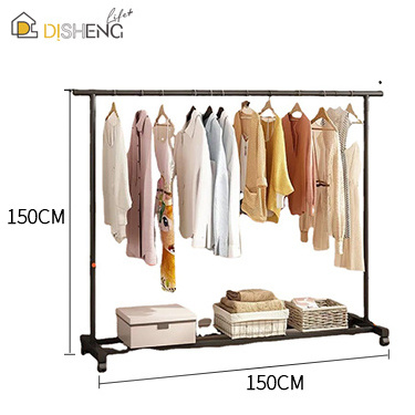 Single Pole Black Metal Clothing Garment Rack with Mesh Shelf for Clothes, Bags, Shoes, Storage Boxes