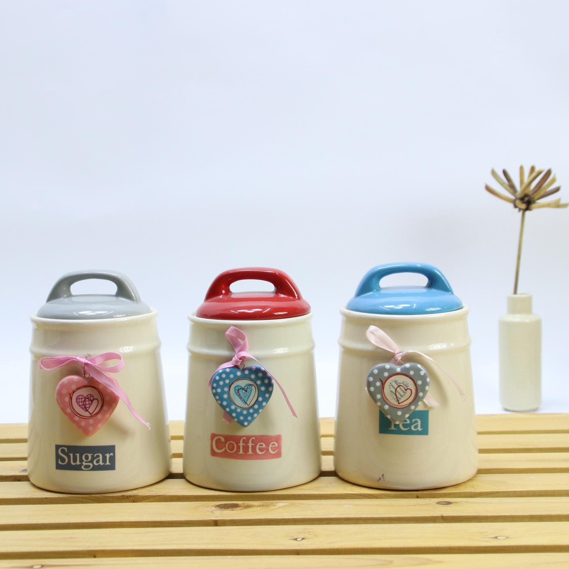 Factory Directly Tea Sugar Coffee Soffee Ceramic Cookie Storage Jar Rubber Seal