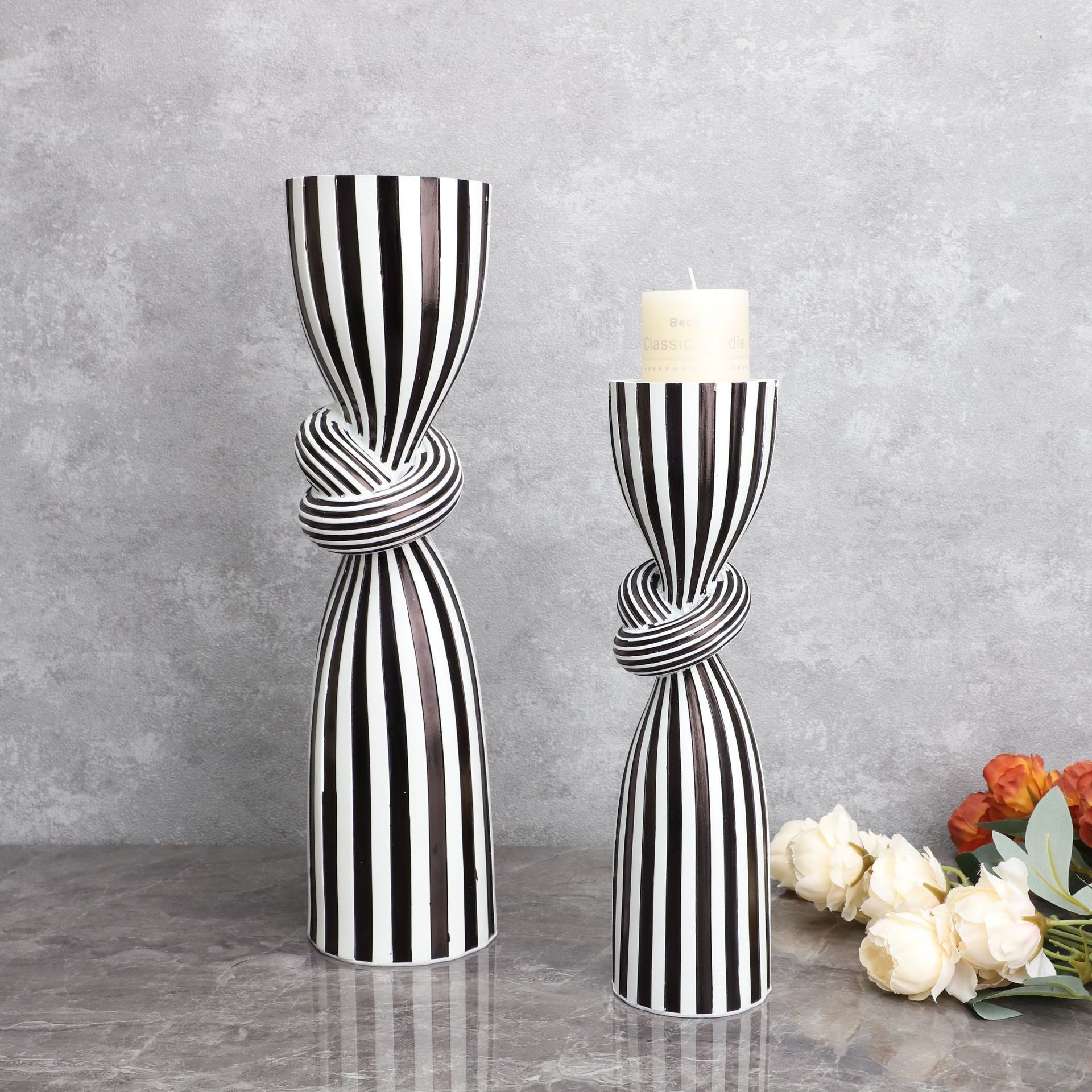 Black white creative Taper Candle Holder Table Decorations Wedding Decor Tall Candle Holders Set