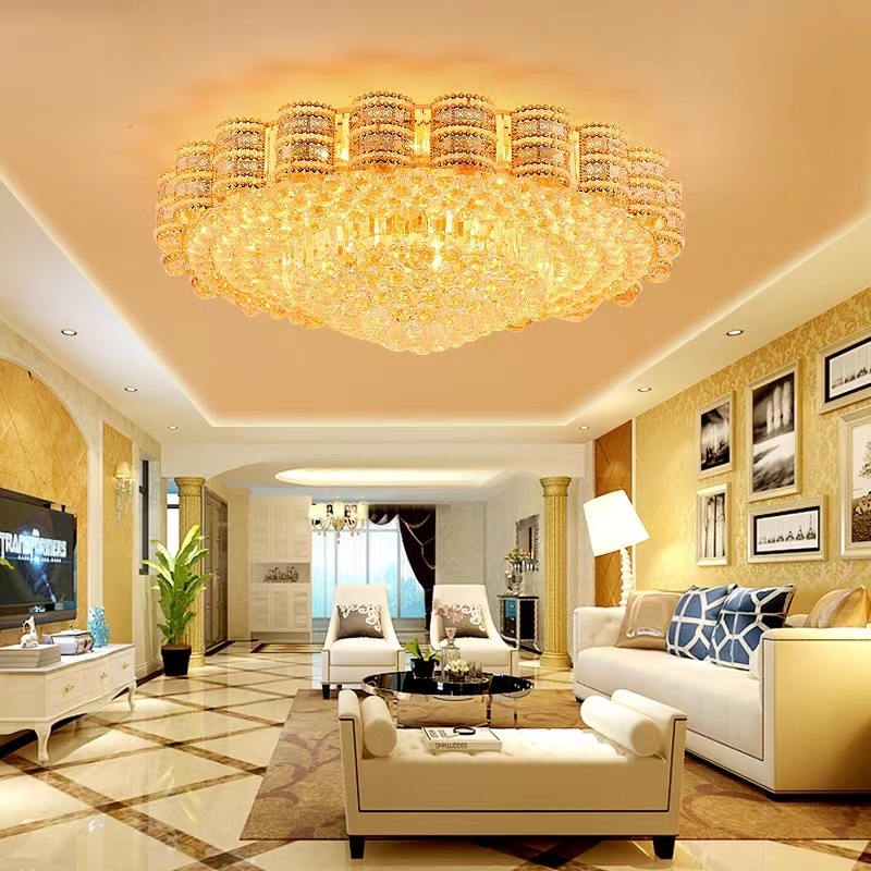 Villa Living Room Crystal Ball Ceiling Lamp Chandelier Round Crystal Ceiling Light