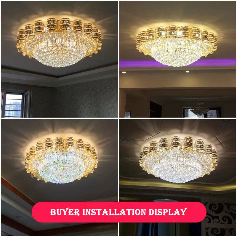 Villa Living Room Crystal Ball Ceiling Lamp Chandelier Round Crystal Ceiling Light