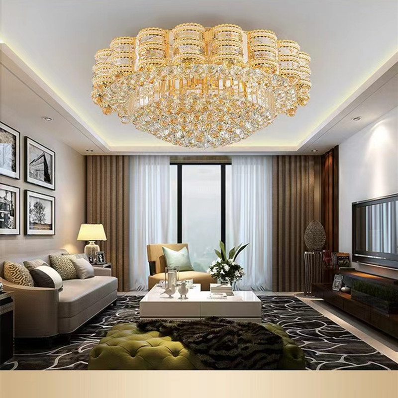 Villa Living Room Crystal Ball Ceiling Lamp Chandelier Round Crystal Ceiling Light