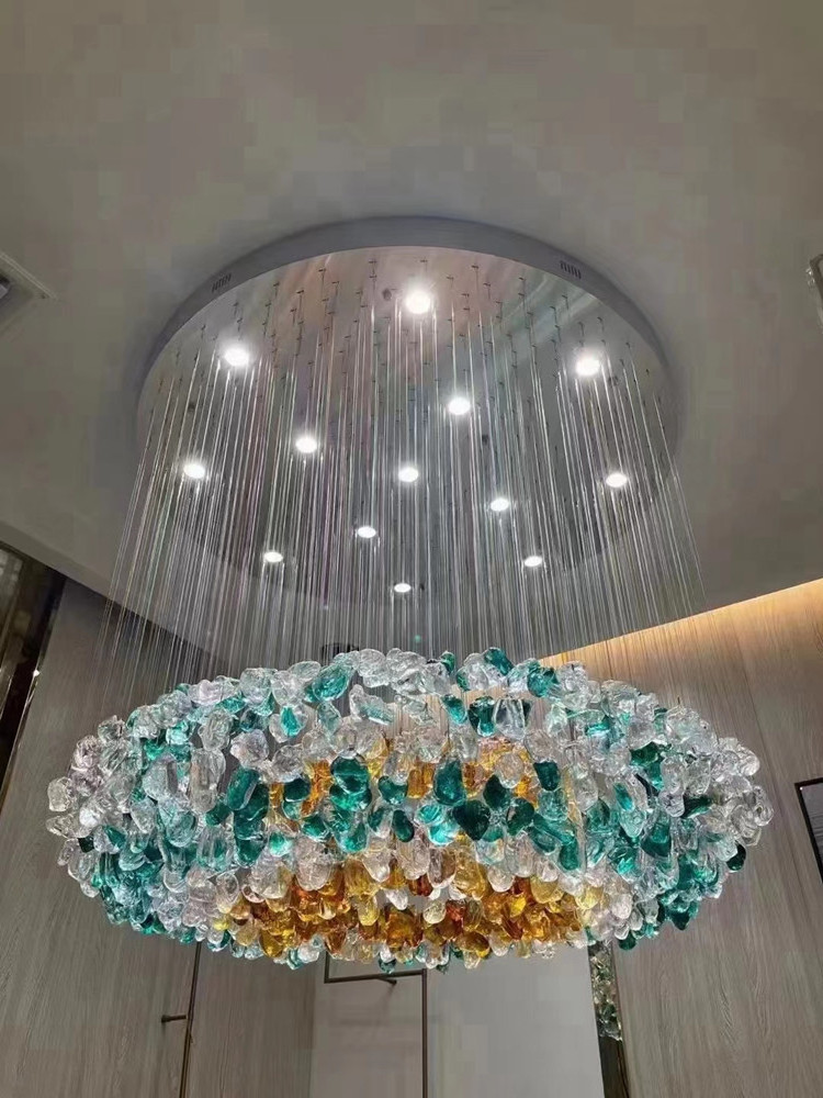 Custom Modern Hotel Ballroom Project Flush Mount Ceiling Light Luxury Crystal Chandelier