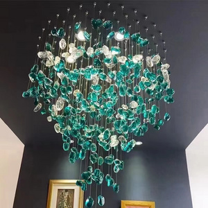 Custom Modern Hotel Ballroom Project Flush Mount Ceiling Light Luxury Crystal Chandelier