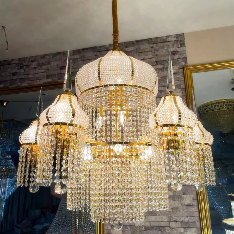 Factory Price Arab Design Mosque Gold Empire Lobby Customized Luxury Crystal Chandelier Lighting