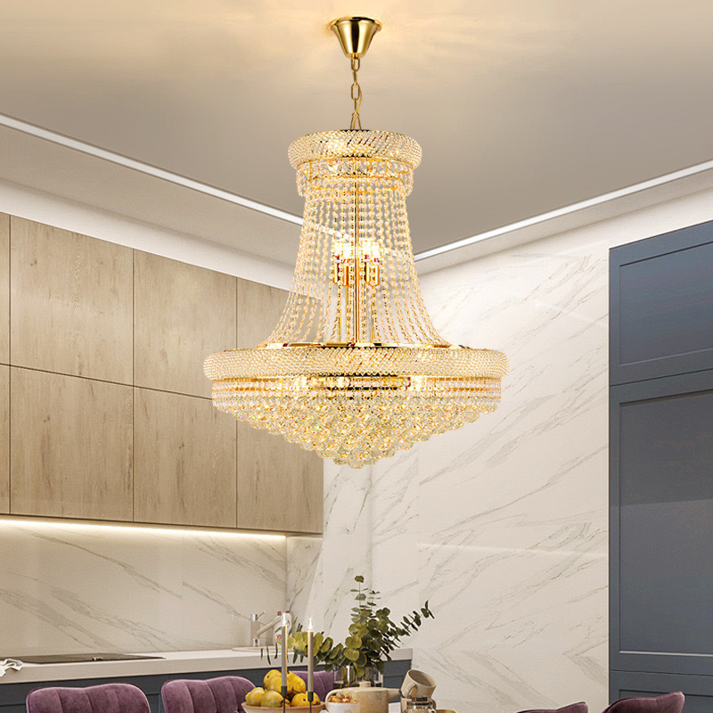 Home Hotel Entry Living Room Lighting Hanging Pendant Lights Luxury Crystal Chandeliers For High Ceilings