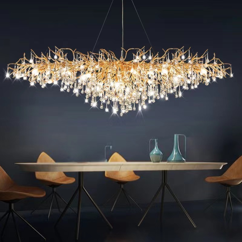 Factory Modern Home Luxury Crystal Chandelier Island Tree Branch Dining Room Raindrop Chandelier Hanging Pendant