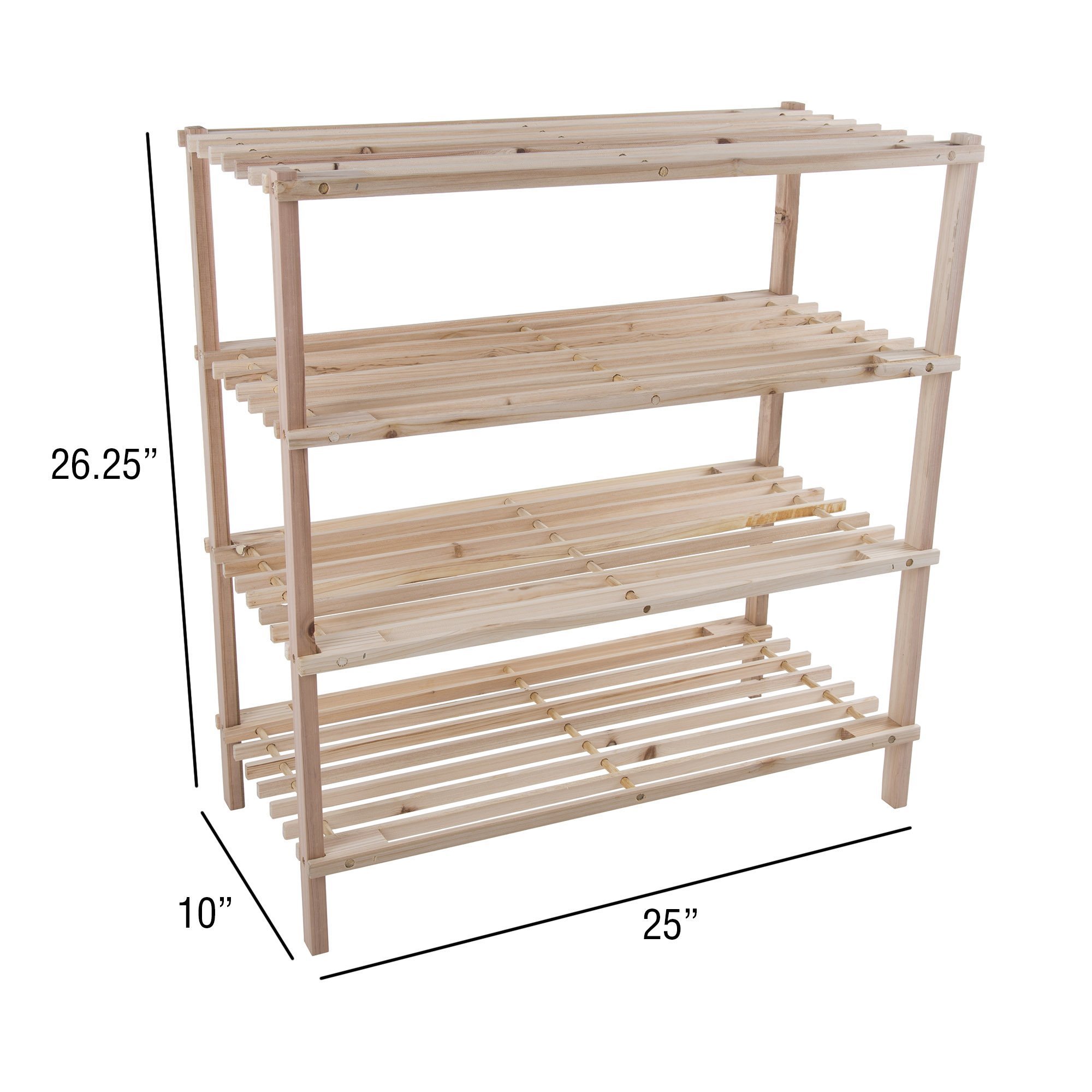 4-Tier Natural Wood Shoe Organizer Holds 12 Pairs Sneakers Boots Entryway Shoe Storage Rack