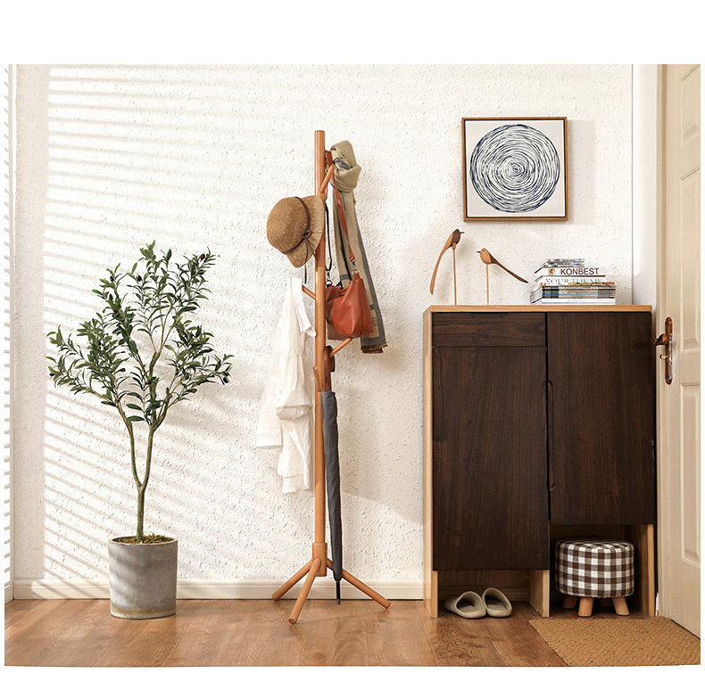 Nordic Wood Wall Clothes Hook Tree Coat Rack for office coat hanger stand