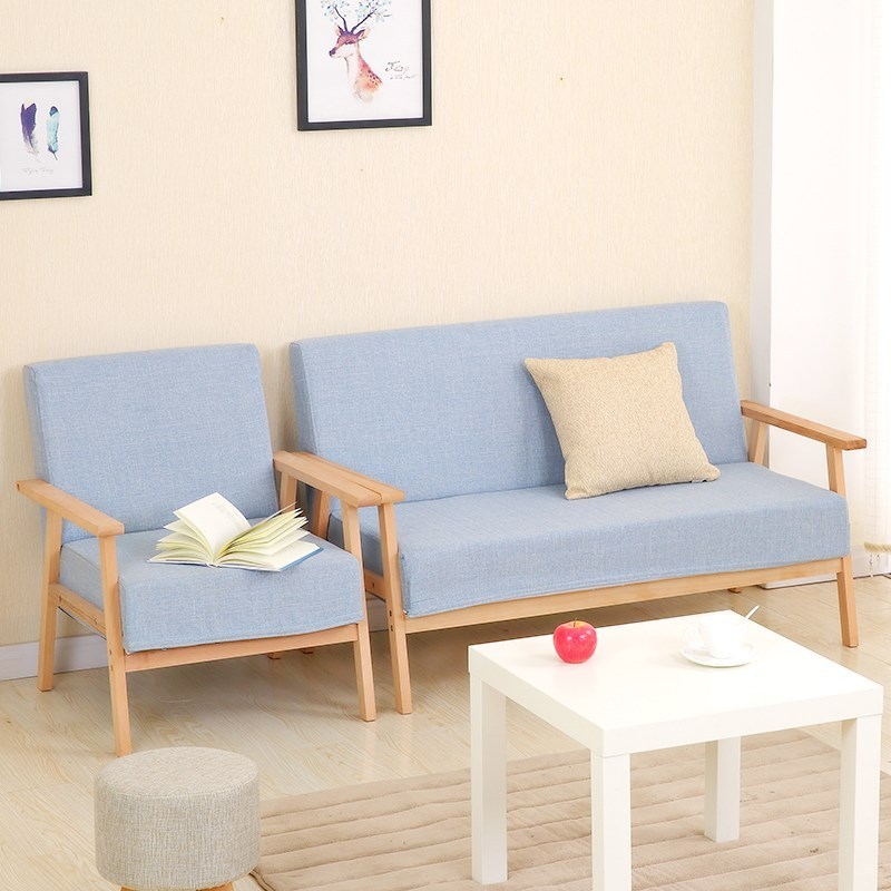 New design two seat wooden frame sofa for small apartment furniture leisure chair