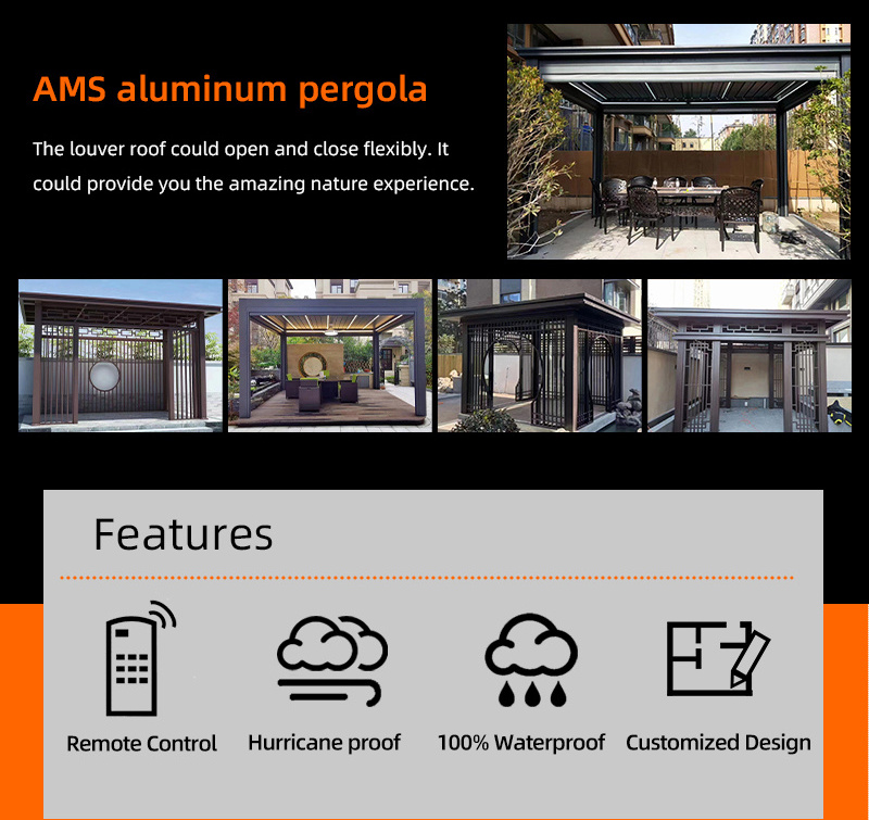 Fully Automatic Louver Roof Pergola Patio Furniture Waterproof Aluminum Pergolas Outdoor Gazebo Design