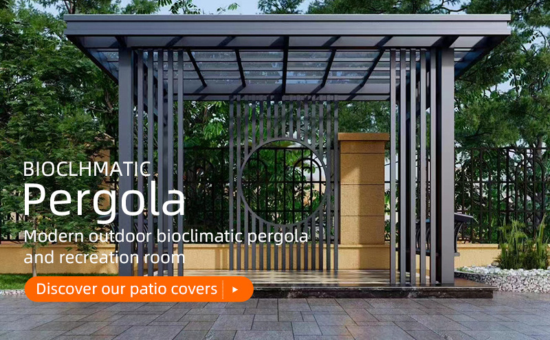 Factory Rodent Proof Fire Resistance Electric Gazebo Porch Exterior Aluminium Outdoor Pergola with Sliding Glass Door